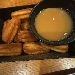 Churros with caramel sauce
