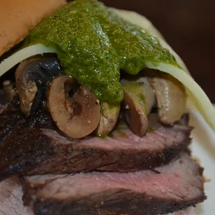 Steak Sliders with Pesto on a Poi Roll as an appetizer for a Wedding Event