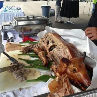 Roast Pig for a Construction Ground Breaking Blessing Catering Event