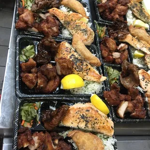 Salmon &amp; Mochiko Chicken Combo Bento&apos;s for a company catering