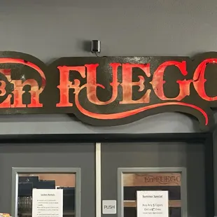 the sign above the door