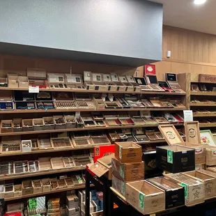 shelves of cigars