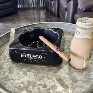 Enjoying one of the cigars shops own cigars.