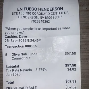 Overcharged!!! Receipt for Nub Connecticut X's 5: Bought 2 Connecticut ($11.50) Habano ($11.00) , 2 Cameroon ($10.00) ... Do the math
