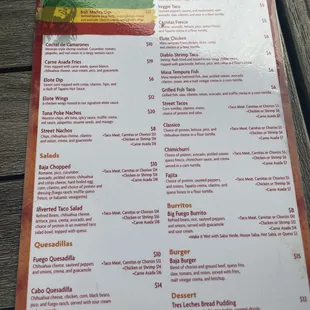 Full menu