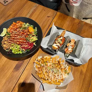 Poke Bowl - Salmon Wafu Fries - Kimchi Taco - Crunch&amp;Fire Taco - Savory