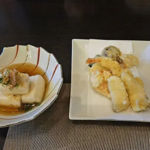 Agedashi tofu and tempura
