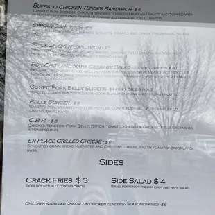 Menu, it is probably hard to read, but I tried