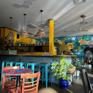 a brightly colored restaurant