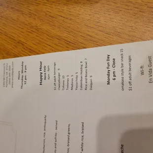 Happy Hour Menu (Nov 22)