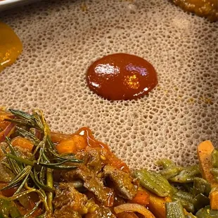 Meat Platter over Injera