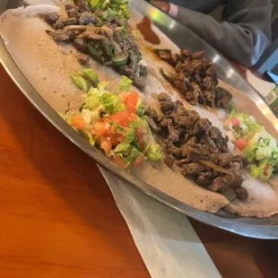 Beef tips and lamp tips. Perfectly seasoned!