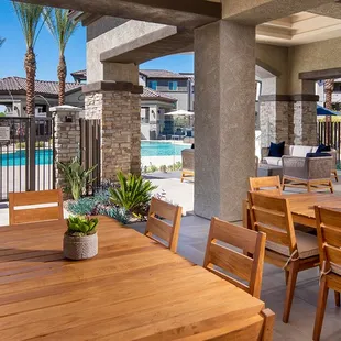 Clubhouse exterior seating area.