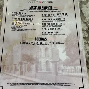 Brunch menu