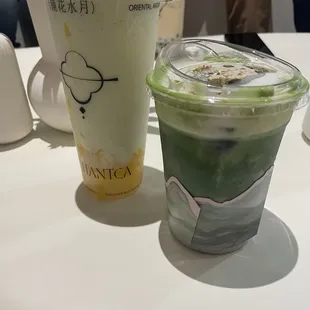 Forest whisperer (left), pistachio coconut matcha (right)