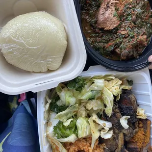 Fufu, spinach, combo plate. Delicious!