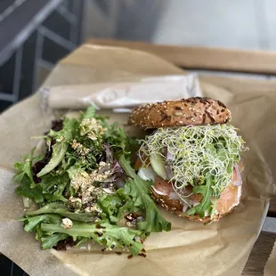 Lox Bagel with side salad