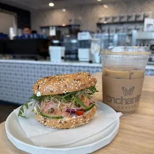 (F) Lox Bagel and Latte