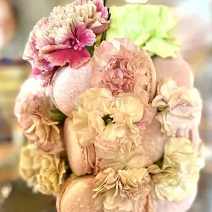 a bouquet of flowers on a table