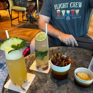 Island Rose, Mojito, and House-made Truffle Fries
