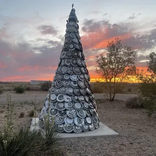 Fun Christmas tree and beautiful sunset!