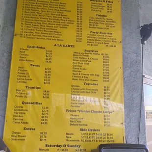 menu