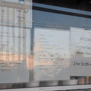 Specials menu