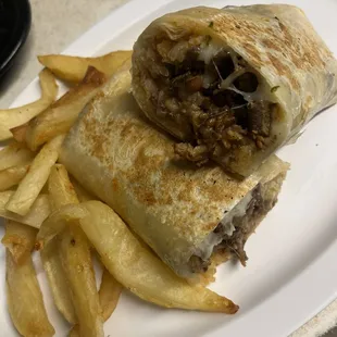 Burrito de asada with only rice, cheese, beans and meat