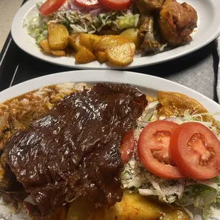 enchiladas con cecina and morisqueta and enchiladas con pollo