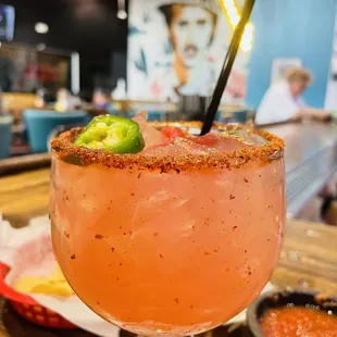 Jalapeño Margarita! On the sweet and spicy side.