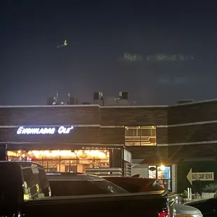 The view from parking lot - spacious lot, no shortage of parking!