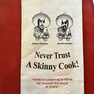 a sign for a skinny cook