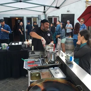 a man preparing food