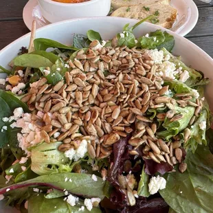 Sunflower salad with Diablo chicken soup