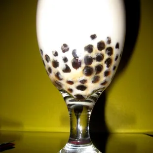 Cold coconut milk tea with boba