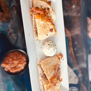 Quesadilla with options to add Beef or Chicken