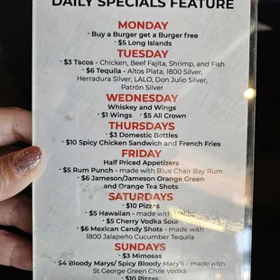 Daily specials