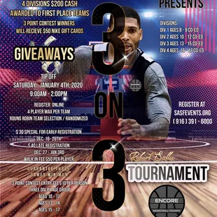 3 on 3 tournament Jan 4th