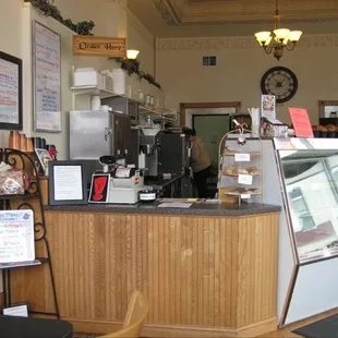 the counter and the coffee machine