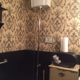 The bathroom in the Encore Coffee Cafe is like being in a museum.