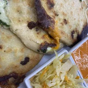 Papusas cheese and spinach and cheese and bean