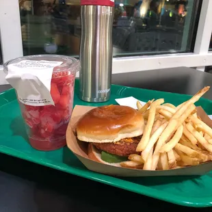 Vegetarian burger with watermelon