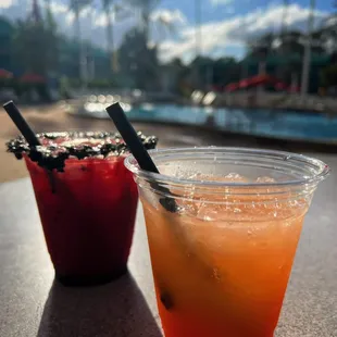 two drinks on a table