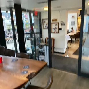 a view of a dining room