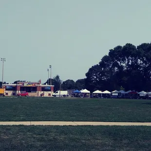 The park and farmer's market from afar