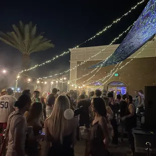 DJ stage outside upstairs.