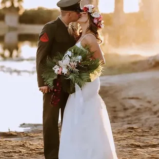 Wood/faux tropical wild bouquet