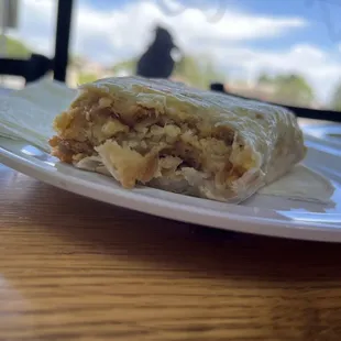 Breakfast sausage burrito.