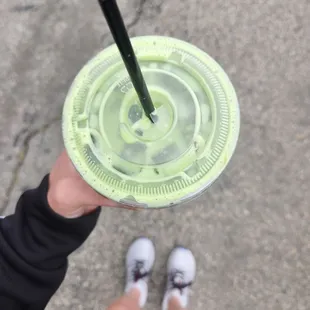 Matcha, oatmilk, vanilla- iced.