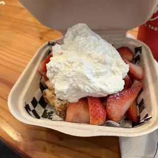 Mini strawberry Powdered Sugar Funnel Cake
